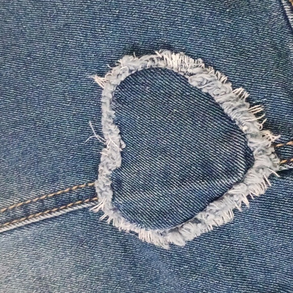 C Denim 1946 Womens Jacket Hearts Fringed XL Blue Bridal Casual Fall - Picture 10 of 10